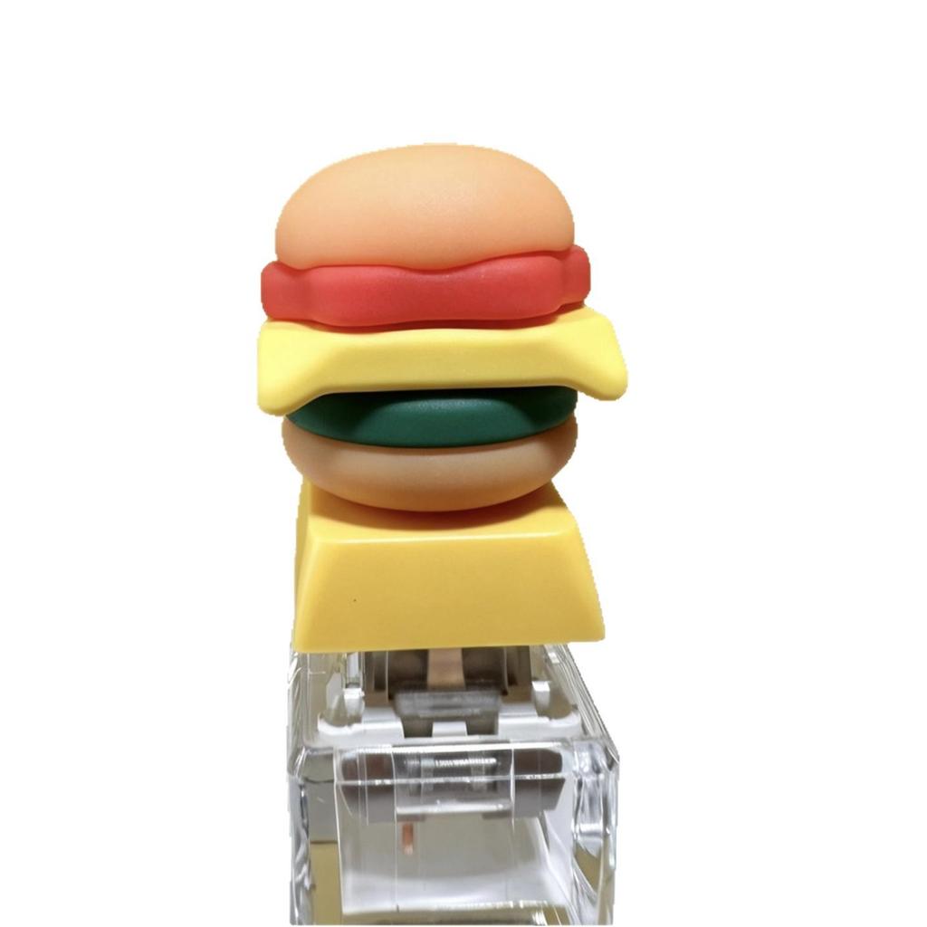 Luminous Mechanical Keyboard Keychain with Decompression Burger Button Pendant