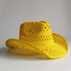 New Yellow 2025 Cowboy Straw Hat Hand-woven Hollow Men's and Women's Summer Sun Hat Jazz Straw Hat Western Cowboy Hat Sombrero