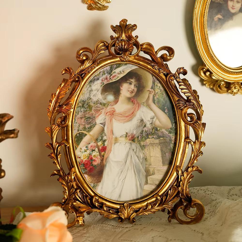 Hanging Photo Display Holder Lightweight Resin Photo Frame Oval Photo Frame Stand Office