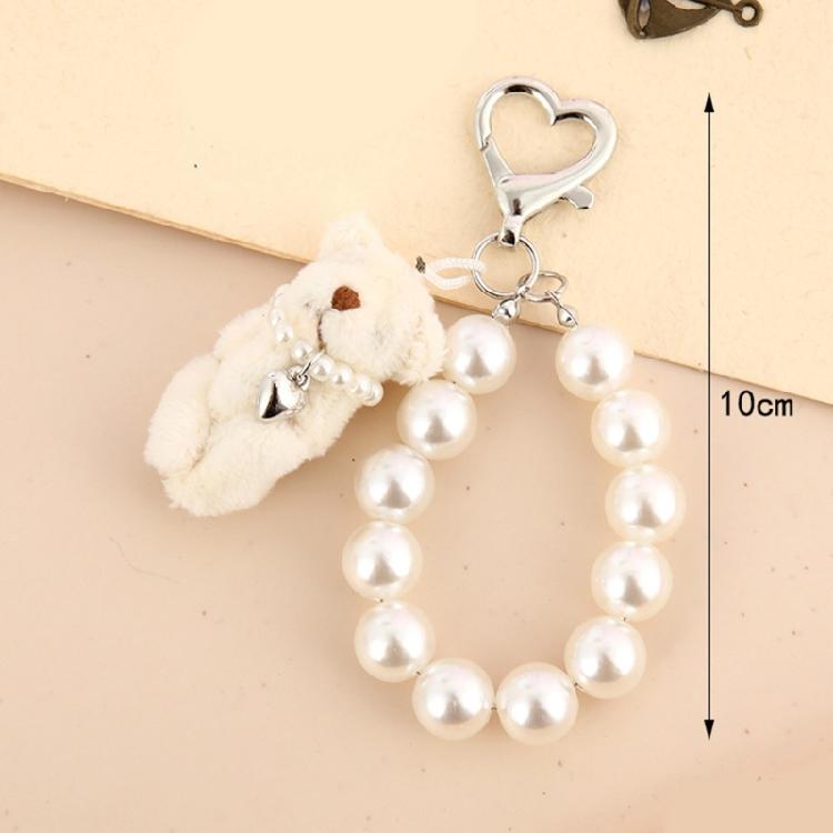 Stylish Lovely Bear Keychain Featuring Stylish Imitation Pearls Chain Suitable Accessory for Various Occasions