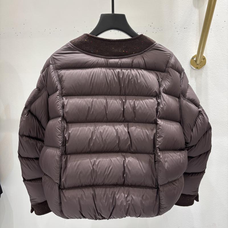 Autumn and winter new fashion round neck splicing fashion short large-breasted white duck down jacket women's warm jacket