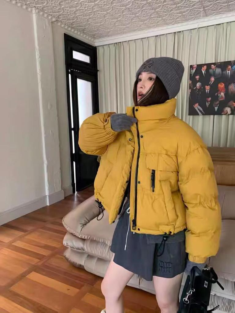 Women's 2025 Autumn/Winter Thickened Stand-Up Collar Down Jacket - Short, Petite, Korean Style, Fashionable & Warm