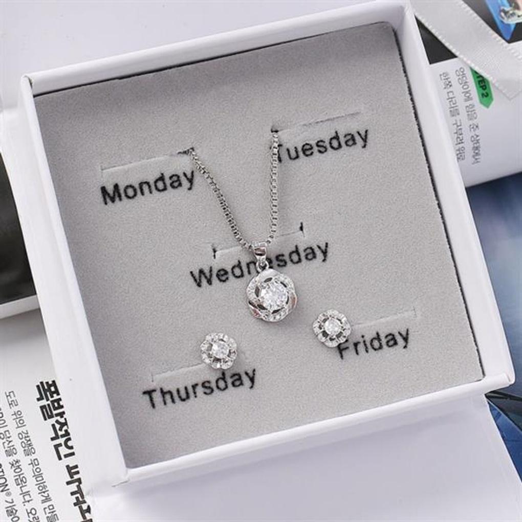 Shine Flower Necklace and Earrings Set Accessories