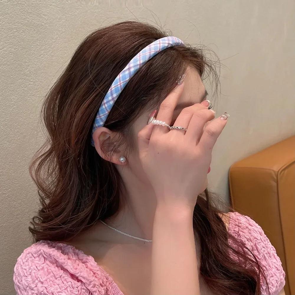 2pc European and American Retro Solid Plaid Headband Hair Bands Hairband Hoop for Women Girls Holiday Korean Hair Accessories