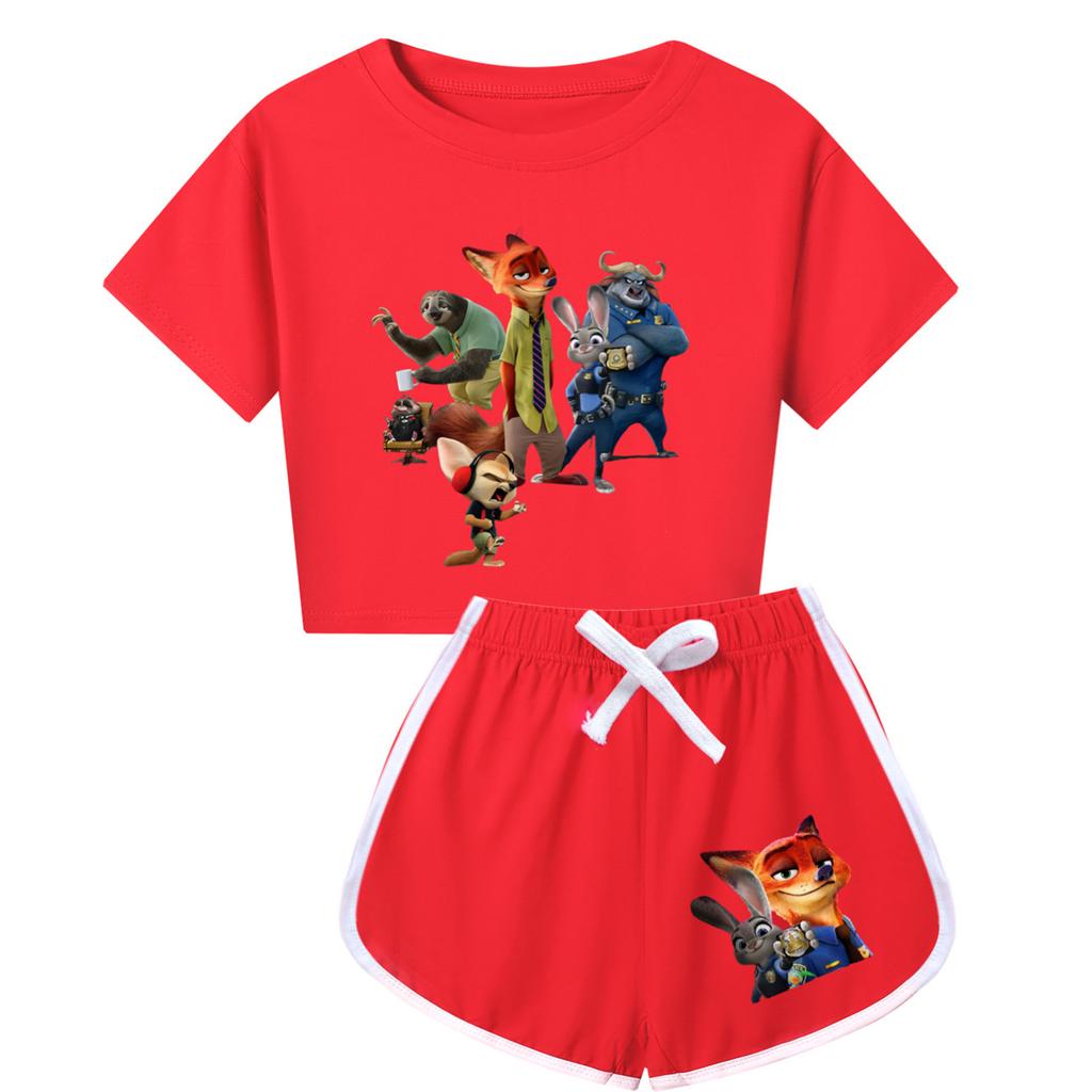 Kids Summer Sport T-Shirt And Shorts 2 Piece Outfit Tracksuit Set Short Sleeve Print Crop Tops With Clothing Set