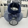 Big Eaves Empty Top Sunscreen Hat Women's Summer Striped Vacation Wind Beach Shading Breathable Fisherman Hat Showing Face Small Cool Hat