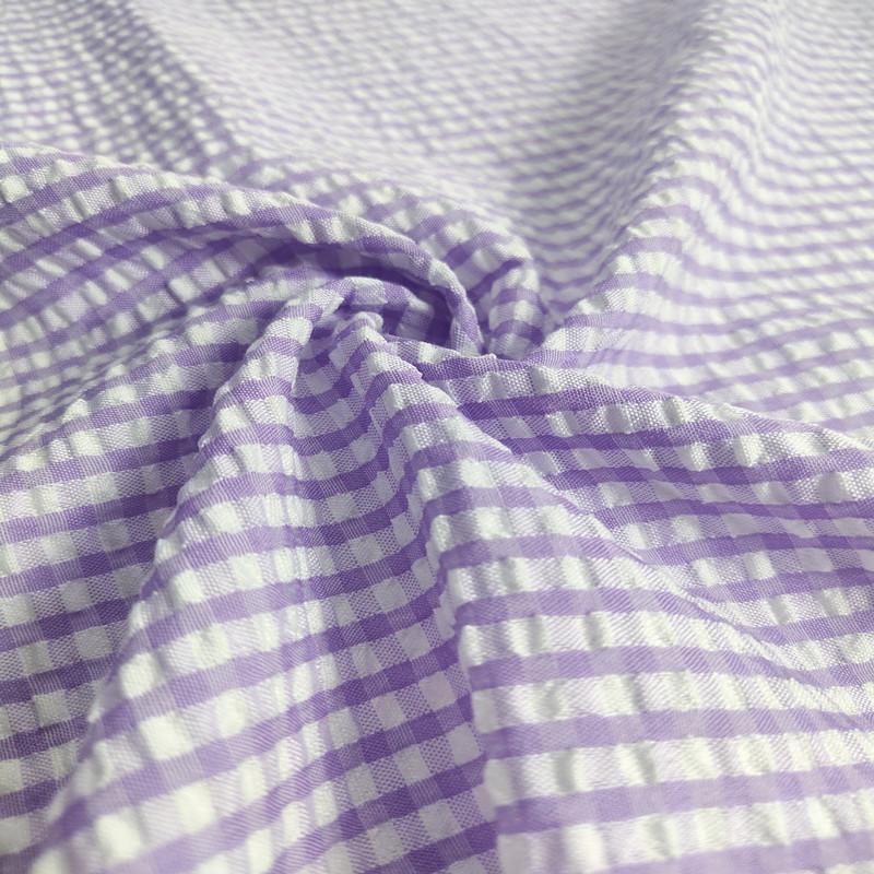 Thin Seersucker Plaid Fabrics By Meters for Summer Clothes Dress T-shirts Shirt Sewing Strip Needlework Soft Cloth Red Pink Blue