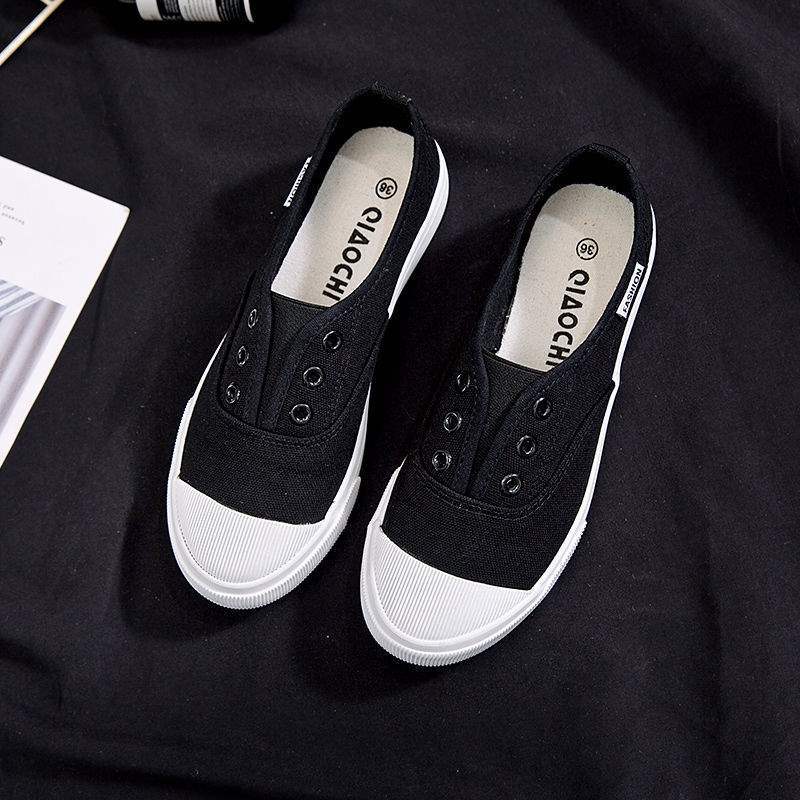 Segeltuchschuhe Frühling flach Ein-Pedal faule Schuhe Board Schuhe Trend