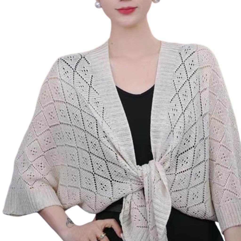 Fashionable Openwork Knit Poncho Essential Summer Accessory Shoulder Wrap Women Shawl for Various Occasion