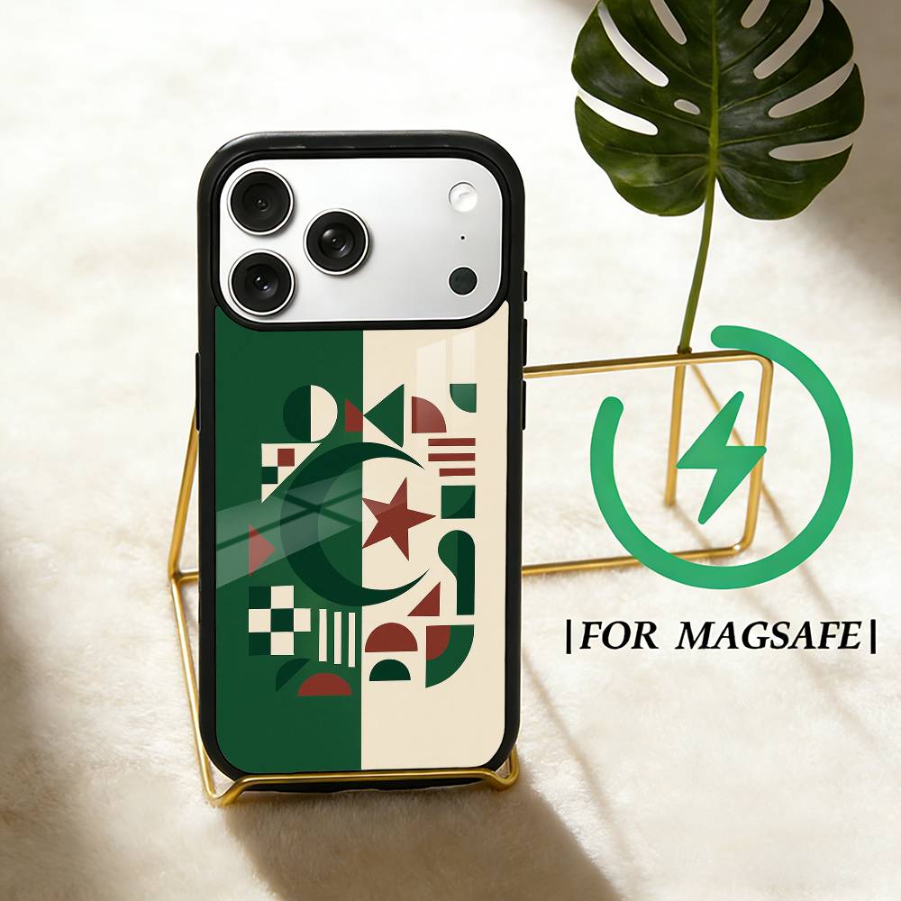 

Flag of Algeria Phone Case For iPhone 17,16,15,14,13,12,Plus,Pro,Max for Magsafe Magnetic Wireless Charging iPhone12mini