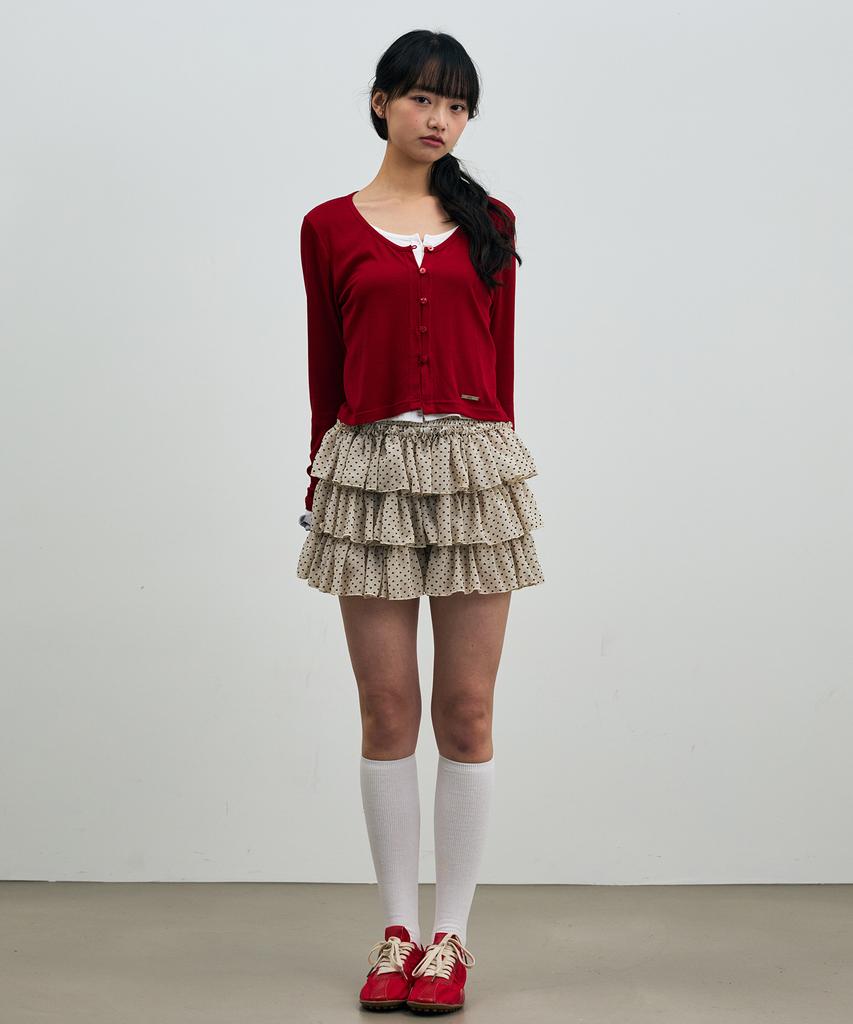 Alikim Mini Heart Cancan Skirt Pants / Beige