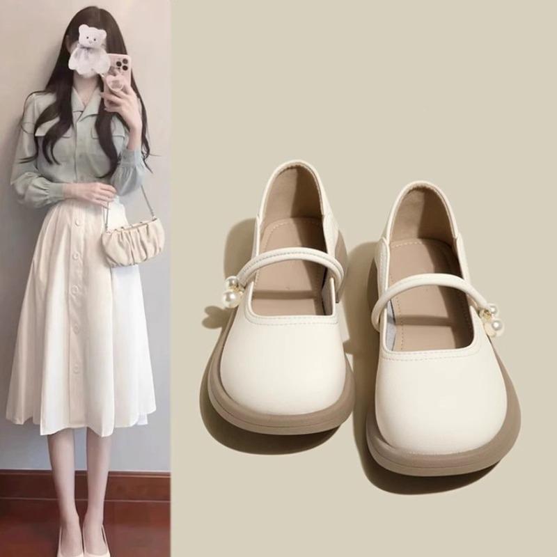 Autumn soft-soled Mary Jane small leather shoes women's new single shoes pearl fairy gentle shoes