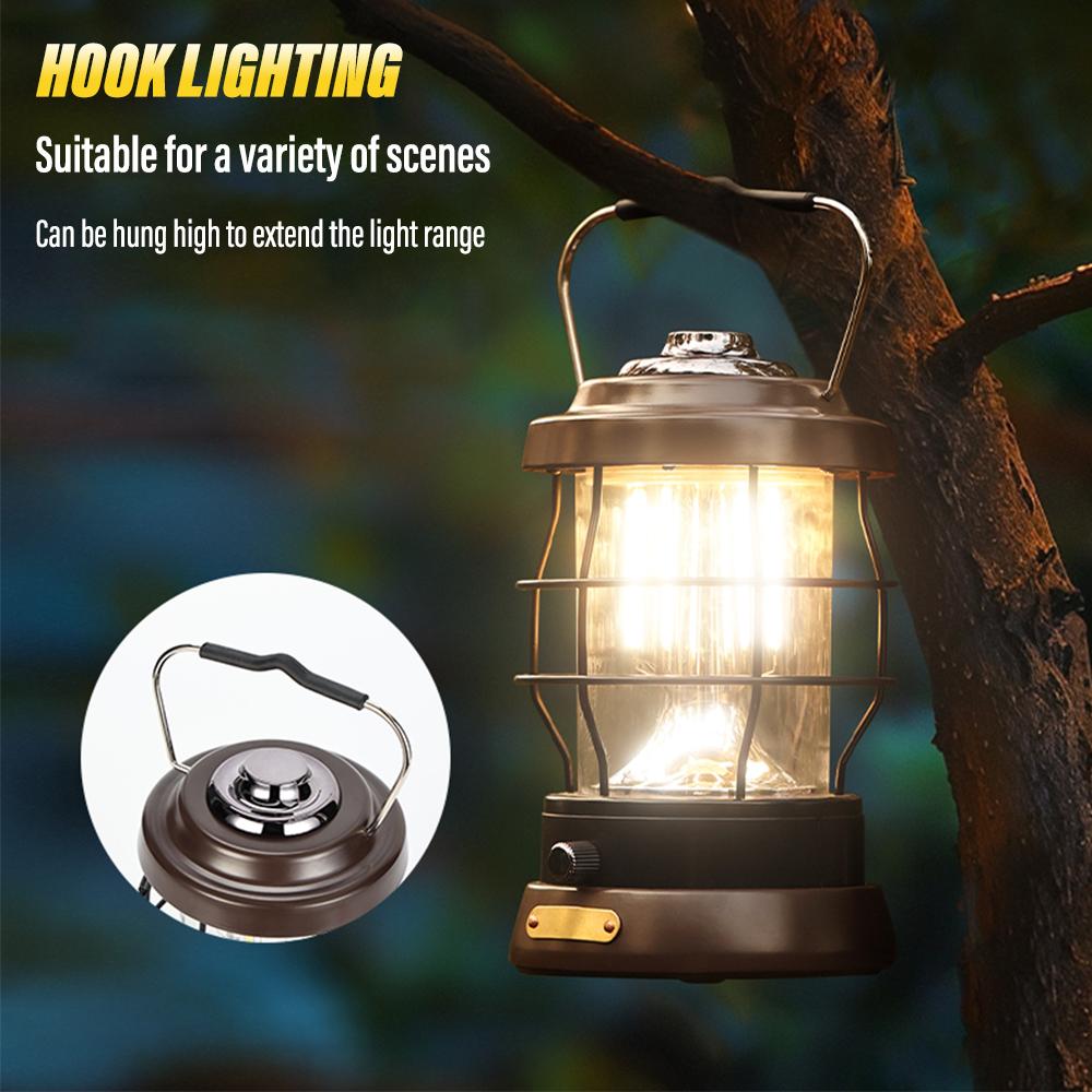 Super bright SMD portable light Rechargeable lantern Outdoor searchlight Portable camping light with warm light + white light