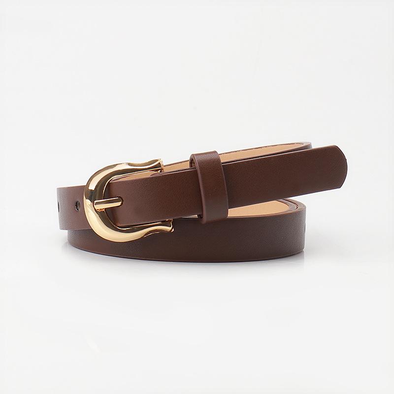 Women's Versatile Candy Color Pin Buckle Belt: Simple Style Leather Belt for Jeans