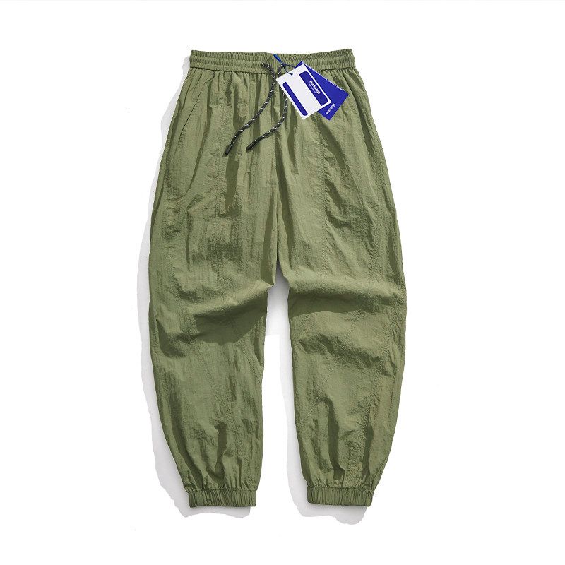 

Wassup Ice Silk Quick-Drying Pants for Men 2025 Summer Thin Loose Jogger Sports Casual Nine-Point Pants Green 4XL
