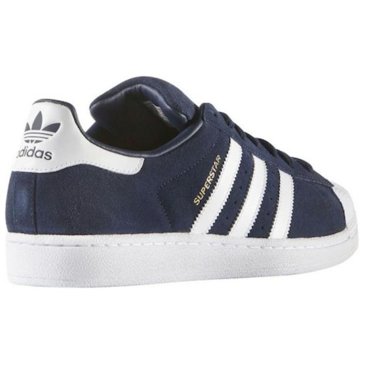 Adidas Baskets Superstar Suede Bleu Marine Collégial Unisexe Chaussures Bleues-Blanc S75142