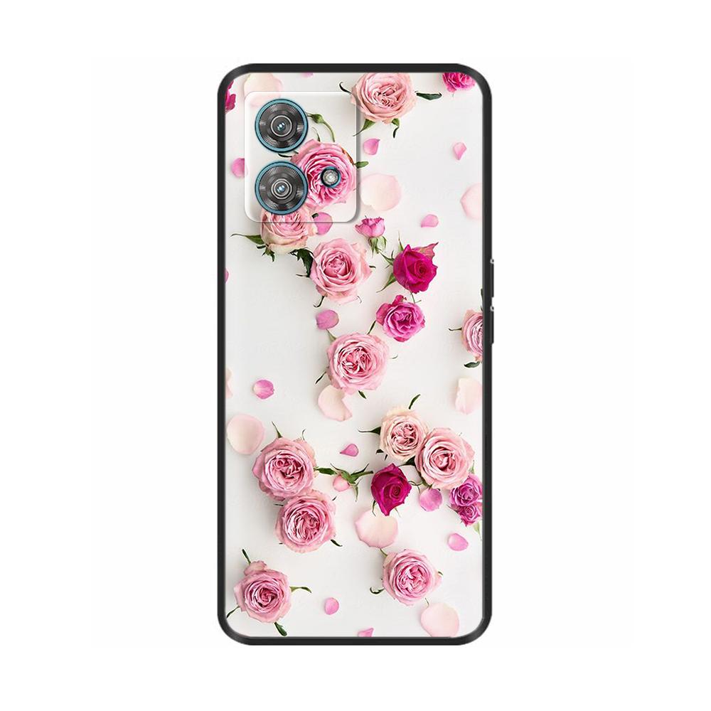 For Motorola Edge 40 Neo Case Cute Soft Black Silicone Phone Back Cover for Moto Edge40 Edge 40 Neo Protective Shell Cases Coque