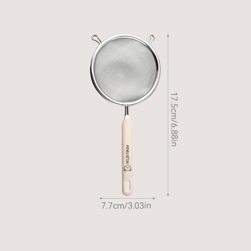 304 Stainless Steel Colander Durable Residue Strainer Plastic Handle Fine Mesh Oil Skimmer Spoon Flour Sieve Kitchen Accessories