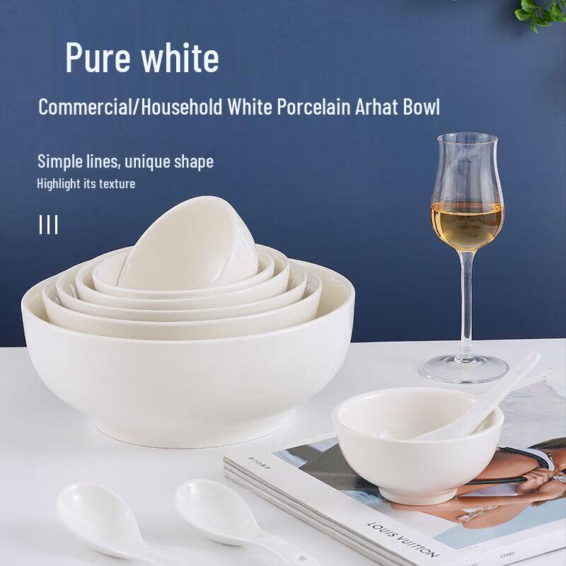 Homeglen Pure White Thickened Ceramic Bowls (Set of 10)