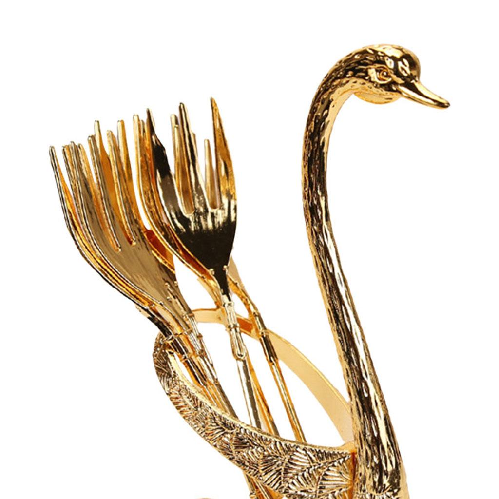 Swan Dinnerware Set Zinc Alloy Gifts 6 Forks Swan Base Utensils Flatware for Tea Fruit Kitchen Banquet Countertop