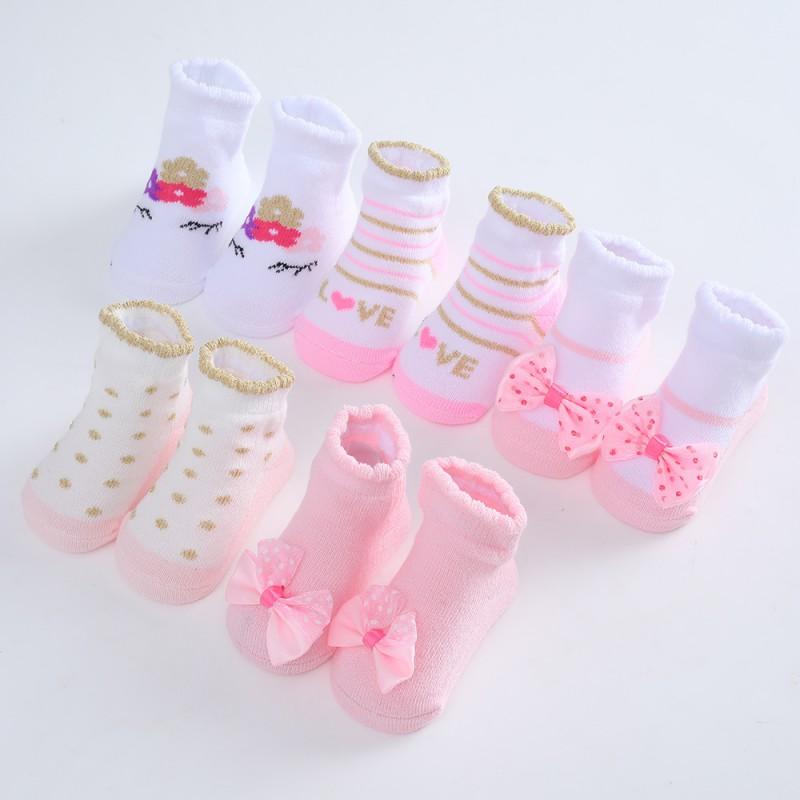 

5 пар/лот детские носки 0-12 месяцев, хлопковые детские носки с мультяшным принтом и бантиками для девочек, милые детские носки для новорожденных мальчиков M