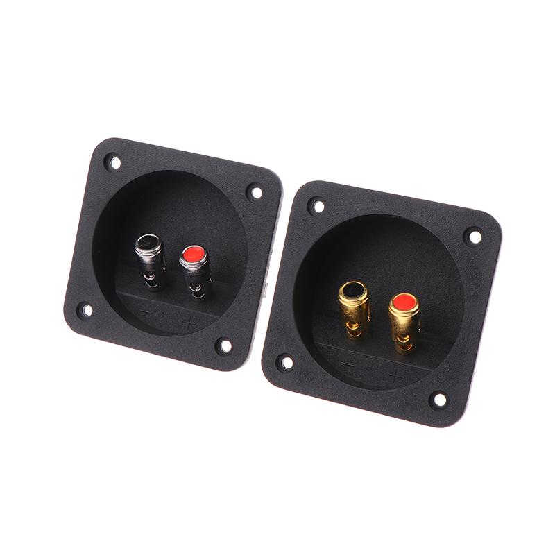 Rear Back Panel Speaker Box Wiring Terminal Plug with 2 Banana Jack Gilded Subwoofer Stereo Round Boxes Plug Speaker Terminal