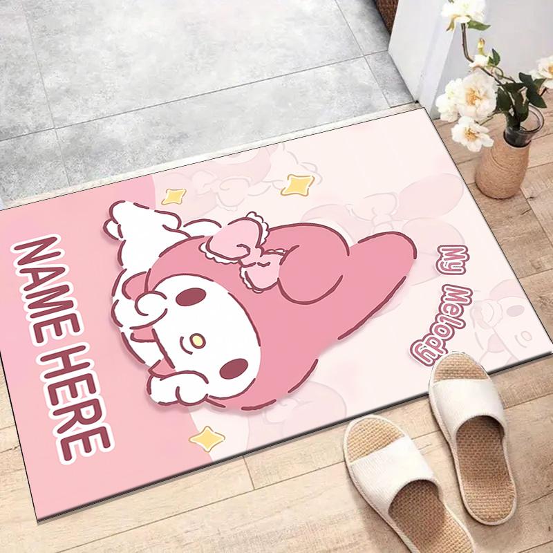 Custom Melody Mat Personalized Name, Polyester Washable Indoor Entryway Rug, Gift for Christmas, Easter, Thanksgiving Day