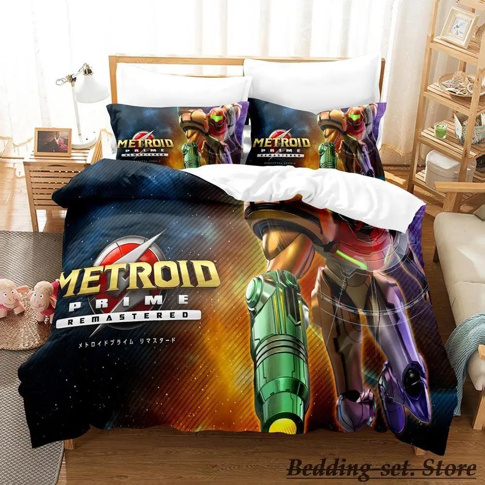 New Metroid Prime Bedding Set Single Twin Full Queen King Size Bed Set Adult Kid Bedroom Duvetcover Sets Anime parure de lit Bed