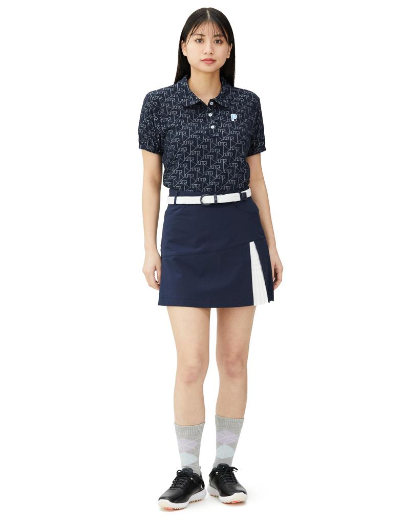 PUMA Golf Shirt GOLF W P Jacquard Pile Relax Deep Navy Polo/Short Sleeve/627705 Women's