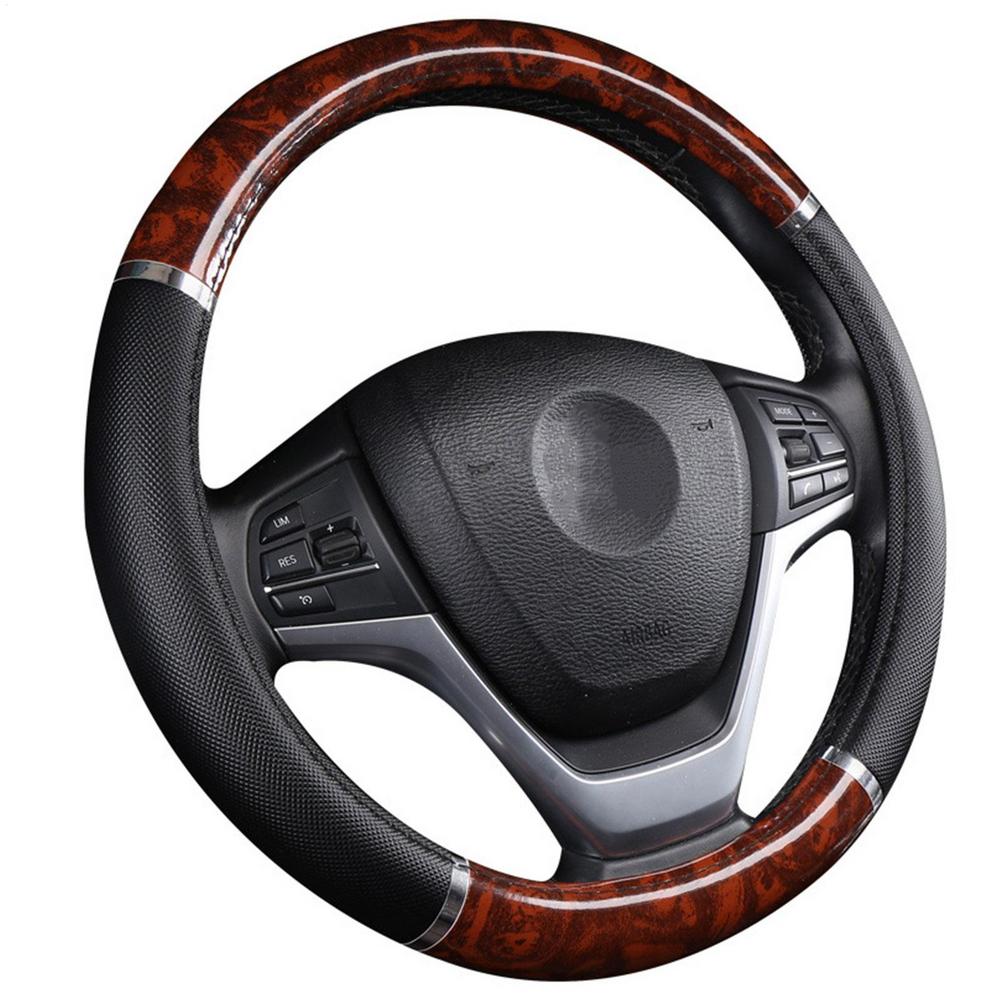 Universal Car Steering Wheel Cover Artificial Leather Protection Cover Anti Slip Breathable 38cm Steering Wheel Protector