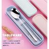 Stainless Steel Spoon, Fork, and Chopsticks Set for Lunchboxes, Hygienic, Durable, and Stylish, Includes a Wheat Container, Portable, and Available in