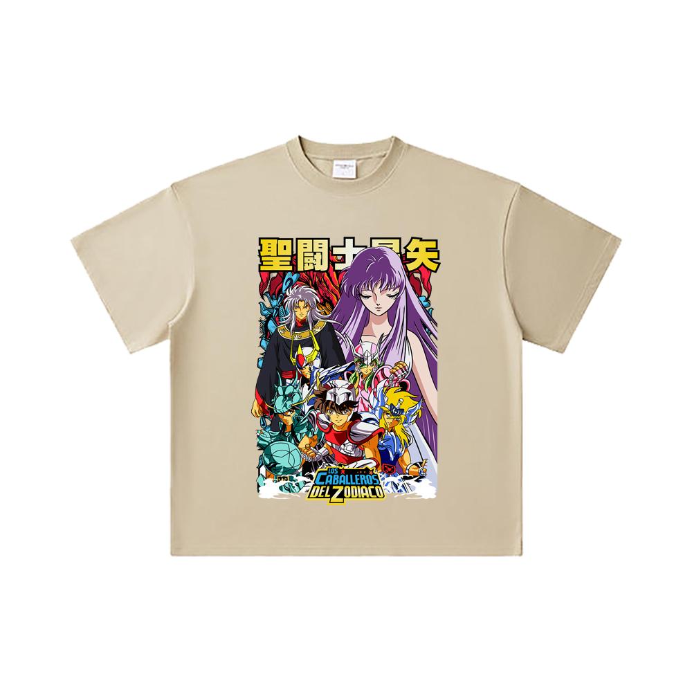 260 GSM Double Yarn 32 Count 100% Cotton Saint Seiya V2 Print Unisex Heavy Cotton T Shirt