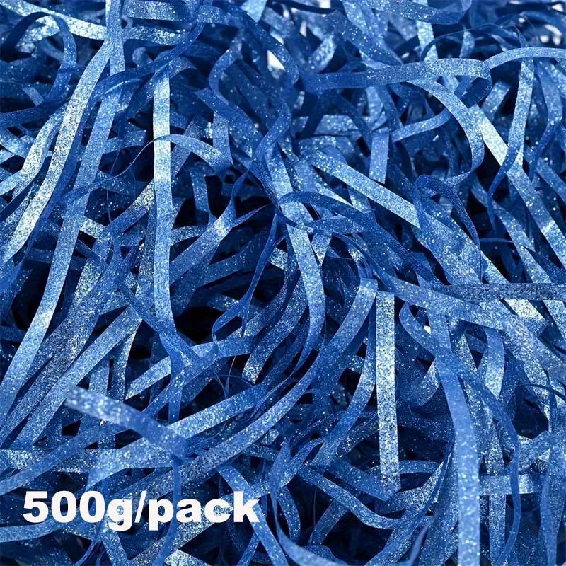 500g/pack Colorful Sparkling Shredded Crinkle Raffia Paper Raffia Stuffing Diy Wedding Party Gift Box Candy Material Packaging Filling Crepe Paper