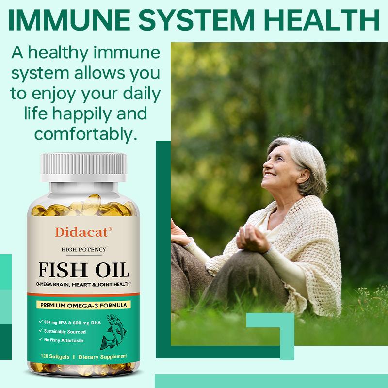 Fischöl 2000 mg Nahrungsergänzungsmittel, Premium Omega-3-Formel, 120 Weichkapseln pro Flasche