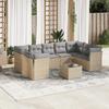 VidaXL Garden Furniture Set with Cushions 10 Pcs Beige Braided Resin 3218139