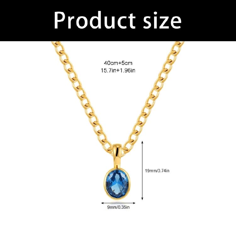 Comfortable Lightweight Oval Zirconia Pendant Necklace for Daily Use on Stainless Steel Gold Plated Chain