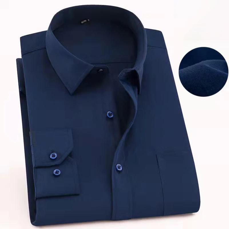 Plus Size Men's Slim Fit Plain Shirts Social Business Casual Long Sleeve Brand Dress Shirts Black Red Daily Office Multi-color