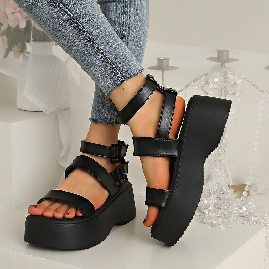 Fashion Summer Gladiator Sandals 2025 New Women Calfskin Leather Open Toe T-bar Strap Hook & Loop Summer Ladies Shoes Handmade