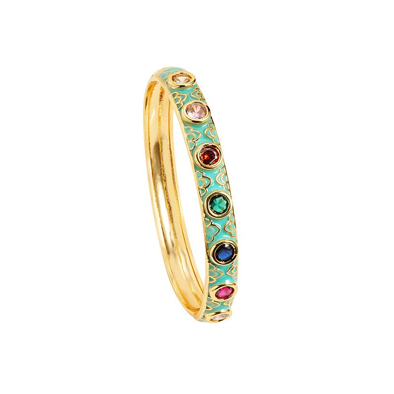 Snap Enamel Colorful Auspicious Cloud Carved Open Ring Light Luxury Hand Jewelry Bracelet