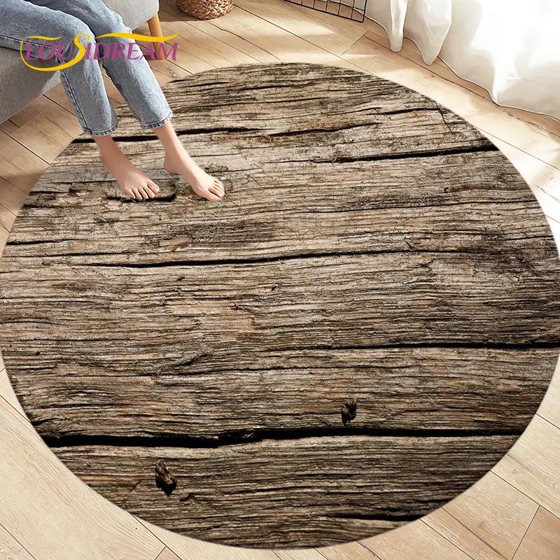 3D Wood Grain Round Area Rug,Circle Carpet Rug for Living Room Bedroom Sofa Cloakroom Decor,Kids Play Non-slip Floor Mat,Pet Mat