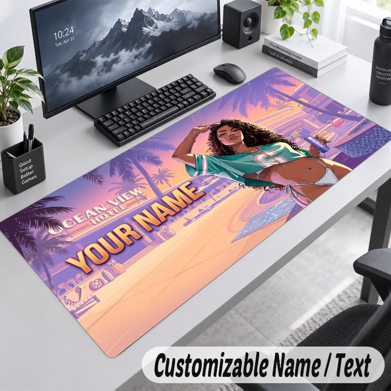 GTA Personalized Large Mouse Pad Custom Name Text Extended Desk Mat Gaming Mousepad