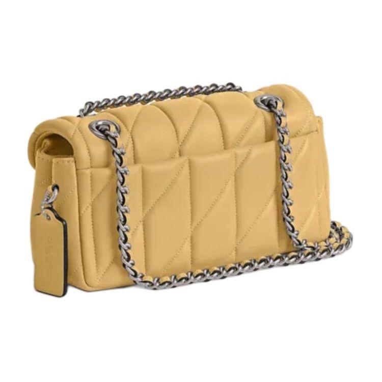 Coach Tabby 20 Logo Jacquard Quilted Flap Napa Leather Shoulder Bag Women Handbags Yellow CP145-LHFBU