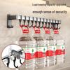 Black Traceless Adhesive Kitchen Storage Rack: Punch-Free Wall-Mounted Pot Lid, Knife Holder, Multi-Functional Hooks