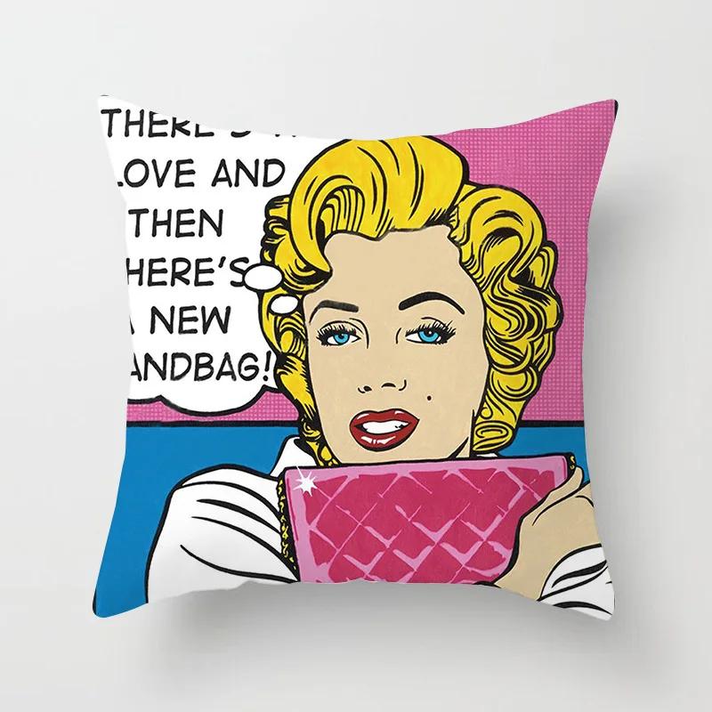 Marilyn Monroe Cushion Cover Decorative Polyester Sofa Throw Pillow Cover Retro Women Super Stars Pillowcase Home Decor 45X45CM