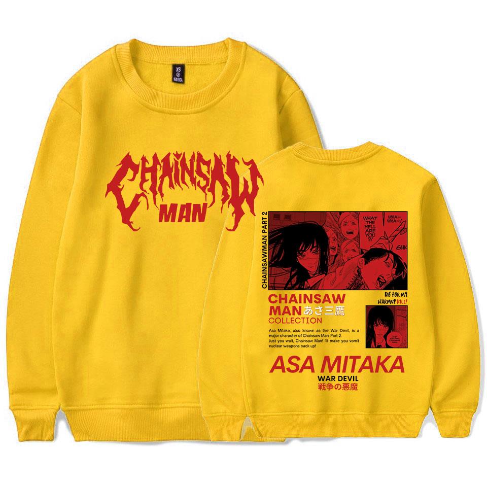 Толстовки с капюшоном из японского аниме «Человек бензопилы» Аса Митака, манга, графический принт, с длинными рукавами и круглым вырезом, готические женские пуловеры унисекс 2XL