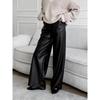 Fall New Arrival French Style Silm High Waist Loose PU Leather Pants High Waisted Loose Pu Pants