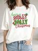 (Asian Size) lovely letter Christmas Festival Tee Top New Year Clothing T Shirt Women Fashion Print Female Woman Short Sleeve Graphic T-shirts