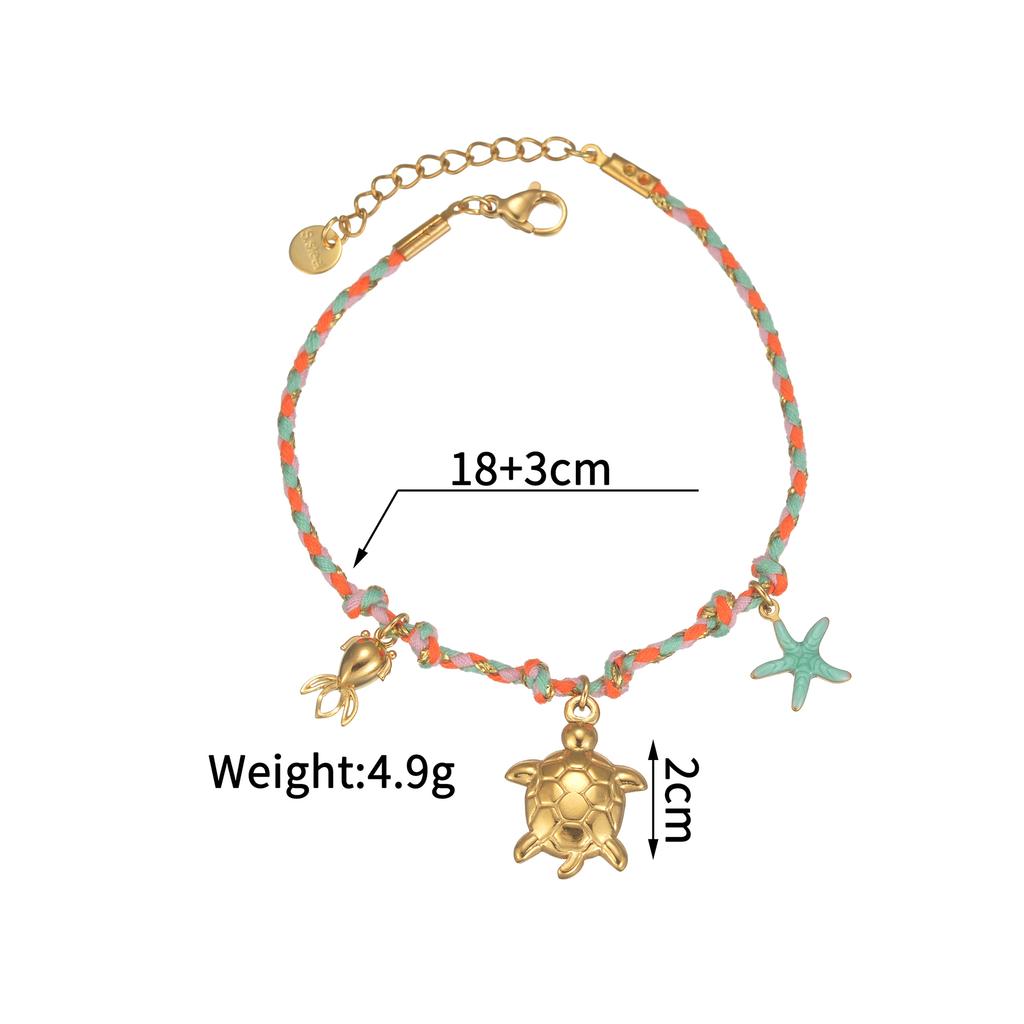 Atoztide Shell Starfish Conch Cherry Charm Bracelet for Women Girls Stainless Steel Gold Color Bead Chain Bracelet Jewelry Gift