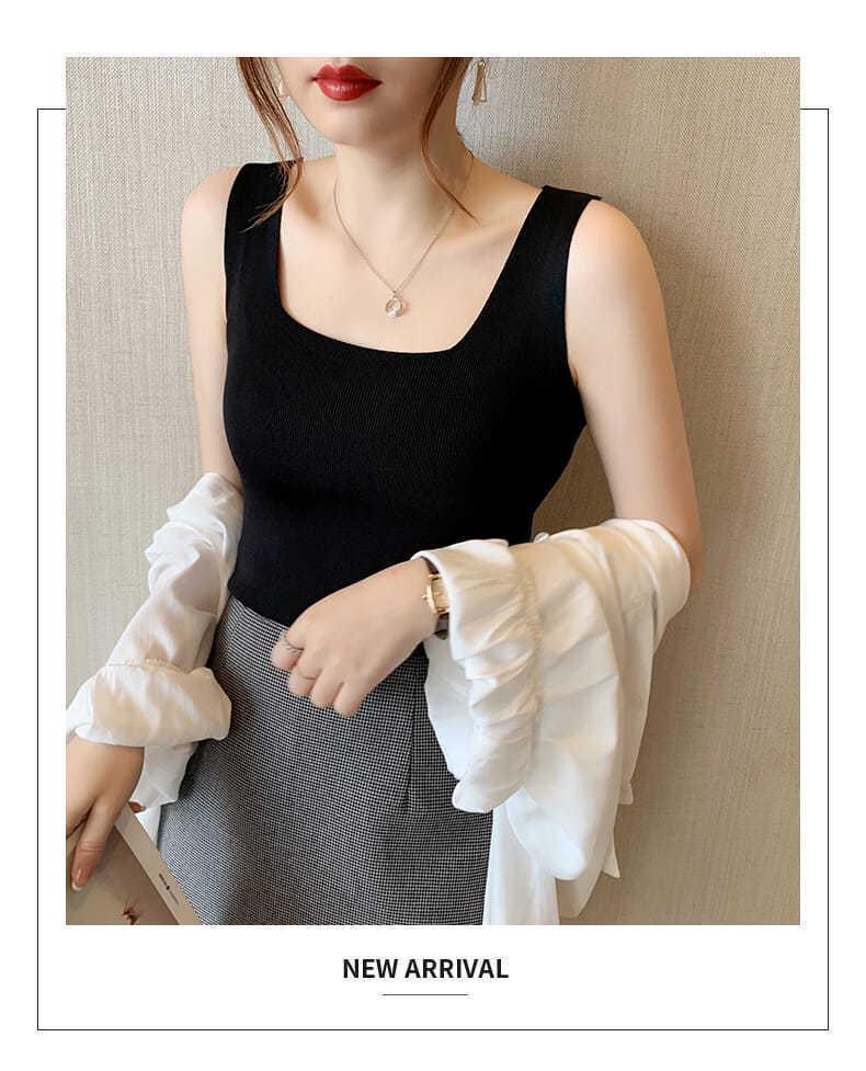 Women's Summer Korean Style Ice Silk Cami - Trendy, Versatile Solid Color Shirt