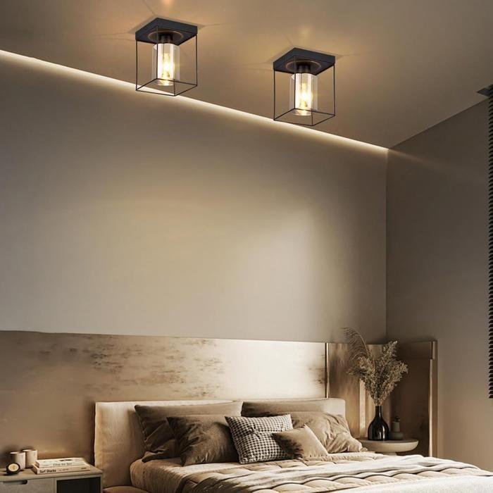 Plafonnier - NETTLIFE - 1 flamme E27 - Noir - Métal - Scandinave/Moderne